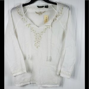 BoHo style blouse with embroidery by Eddie Bauer.